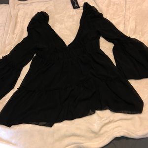 Shein/Miss Ord Low Plunging Hemline w/ Ruffles